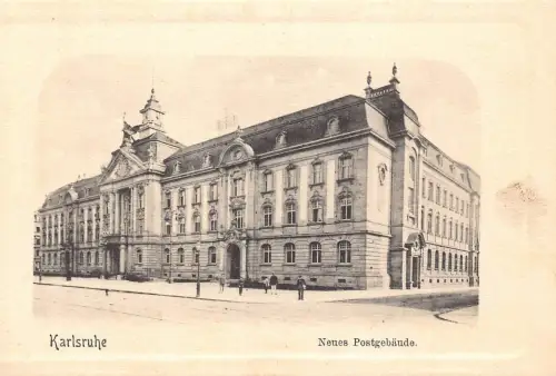 A088 Deutschland Karlsruhe Neues Postgebaeude Passepartout Vintage Postkarte