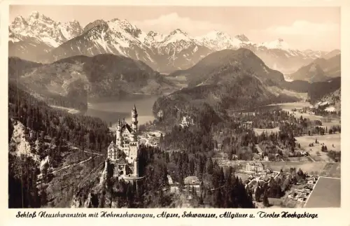 A088 Deutschland Schloss Neuschwanstein Hohenschwangau Alpsee Schloss RPPC Postkarte