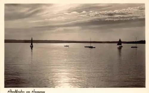 A088 Deutschland Abendfrieden am Ammersee Segelboote RPPC Postkarte