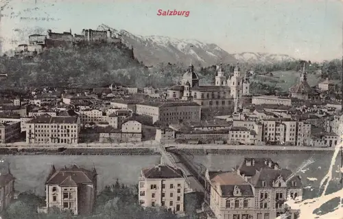A088 Österreich 1908 Salzburg Gesamtansicht Vintage Postkarte