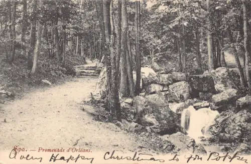 A087 Belgien 1905 Kurpromenade von d'Orleans Wald kleiner Wasserfall Postkarte