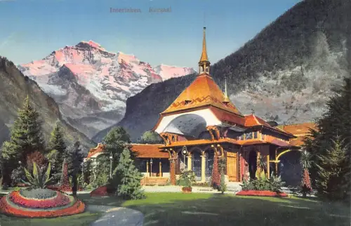 A087 Schweiz Interlaken Kursaal Bäder Vintage Postkarte