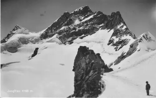 A086 Schweiz 1932 Jungfrau Berggipfel Bergsteiger Vintage Postkarte