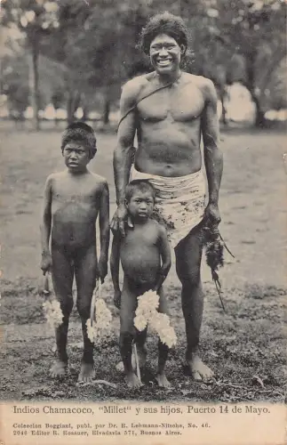 L335 Argentinien Indianer Chamacoco Millet y sus hijos Indianer Kinder Akt