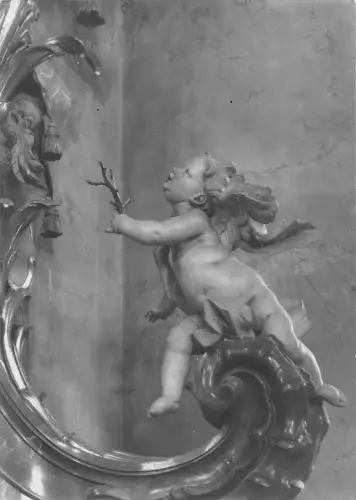 A082 Deutschland Ottobeuren Skulptur Engel Innenraum Kirche Vintage Postkarte