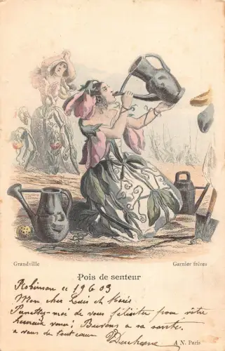 L338 Feen süße Erbse 1903 Fantasy Comic Vintage Postkarte