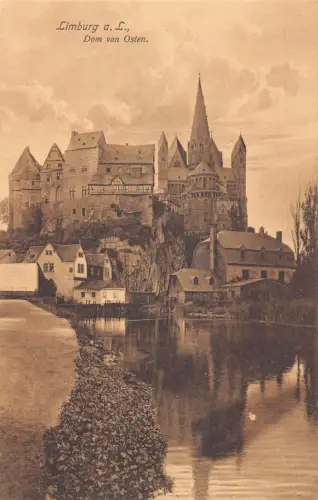 L151 Deutschland 1915 Limburg a.L., Dom von Osten Kirche, Fluss Vintage Postkarte