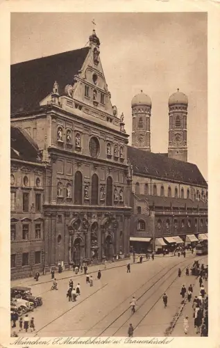 L151 Deutschland 1927 München, S. Michaelskirche m. Frauenkirche Vintage Postkarte