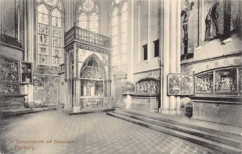 L152 Deutschland 1915 St. Elisabethkirche mit Mausoleum. Marburg. alte Postkarte