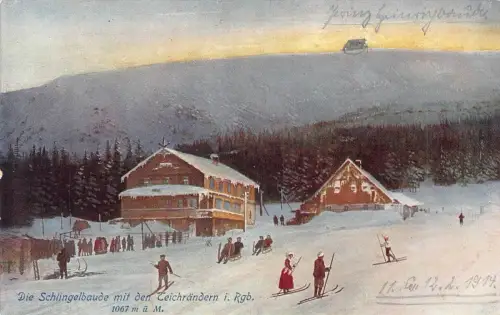 Polen Die Schlingelbaude mit den Teichraendern Rgb Skifahren Winter Postkarte