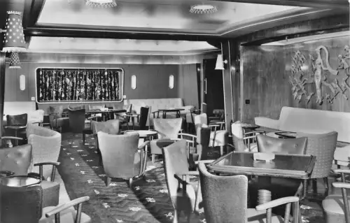 Niederlande 1953 Maasdam Raucherzimmer Tourist Class Vintage Postkarte