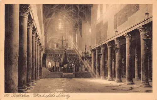 Israel Bethlehem Geburtskirche innen Vintage Postkarte