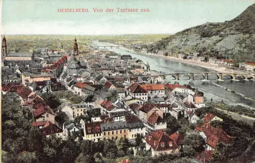 Deutschland Heidelberg 1908 Von der Terrasse aus Gesamtansicht Postkarte