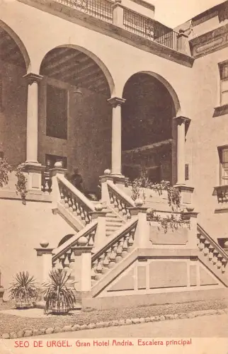 Spanien Seo de Urgel Gran Hotel Andria Escalera Principal Vintage Postkarte