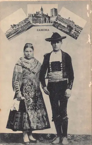 Spanien Zamora Mehrfachansicht Paar traditionelle Kleidung ethnische Vintage Postkarte