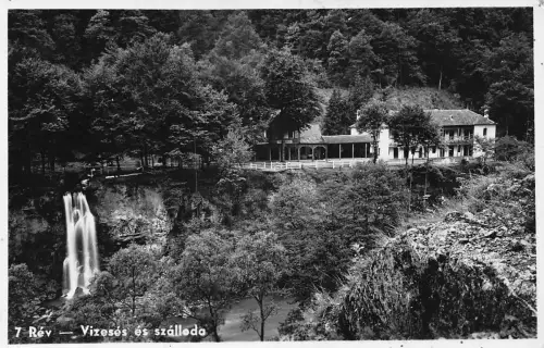 L516 Rumänien Bihor Rev Vadul Crisului Wasserfall Hotel RPPC Vintage Postkarte