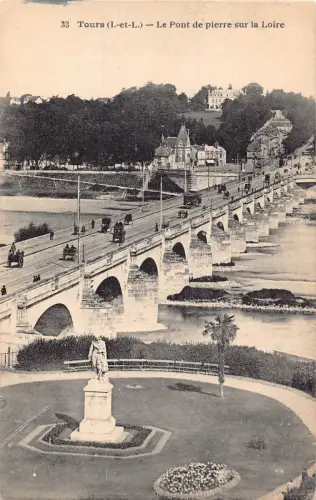 Frankreich Touren Le Pont de Pierre sur la Loire Brücke Vintage Postkarte