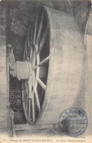 Frankreich Abbaye du Mont Saint Michel Roue Monte Charges Vintage Postkarte