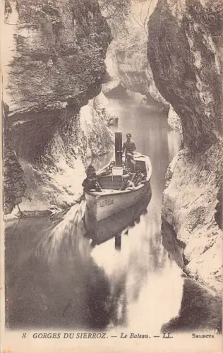 Frankreich Gorges du Sierroz Le Bateau Kleines Dampfschiff Vintage Postkarte