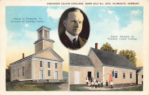 B040 US Persönlichkeit Calvin Coolidge Plymouth Vermont Portrait Postkarte