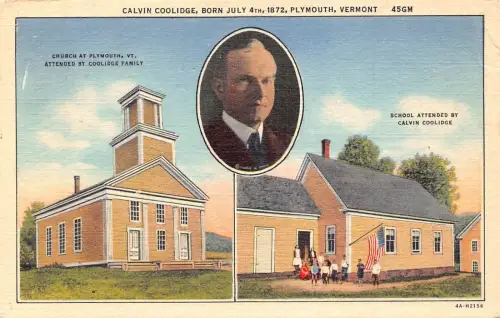 B040 US Persönlichkeit Calvin Coolidge Plymouth Vermont Portrait 1954 Postkarte