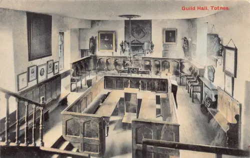 England Totnes Guild Hall Interior Vintage Postkarte