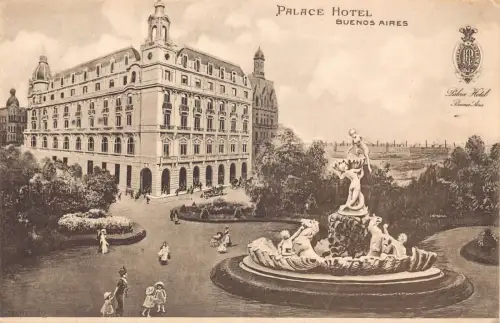 Argentina Palace Hotel Buenos Aires Kinderbrunnen Vintage Postkarte
