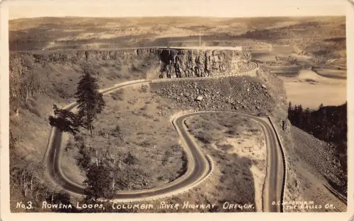 US Oregon Rowena Loops Columbia River Highway RPPC Vintage Postkarte