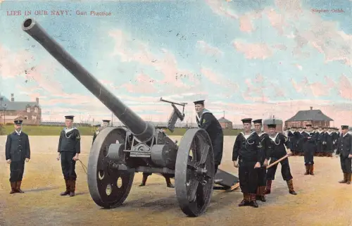 Militär Marine Soldaten Gewehr Praxis Kanone 1906 Leben in unserer Marine Postkarte