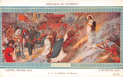 Frankreich Basilique de Domremy Fresco Le Bucher de Rouen Schlachtwinkel Postkarte