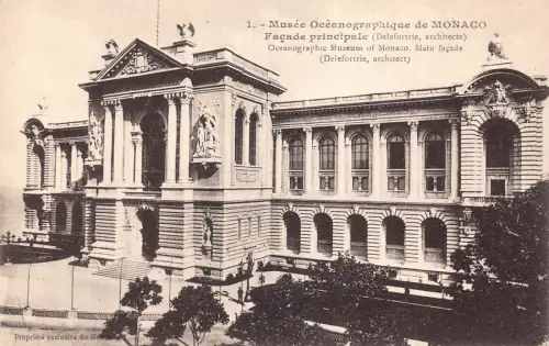 Monaco Ozeanographisches Museum von Monaco Hauptfassade Vintage Postkarte