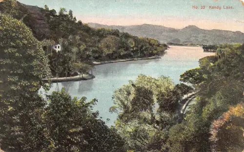 Ceylon Sri Lanka Kandy Lake Vintage Postkarte
