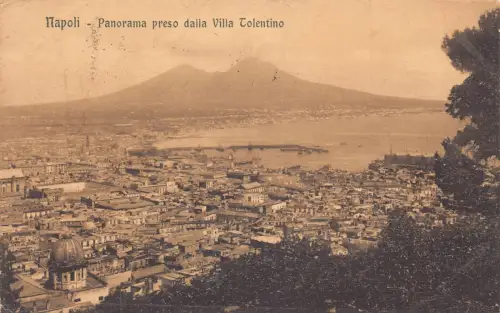 Italien 1915 Napoli Neapel Panorama preso dalla Villa Tolentino Vintage Postkarte