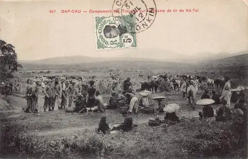 Vietnam Indochina 1912 Dap-Cau Truppen Ke-Tai ethnische Vintage Postkarte