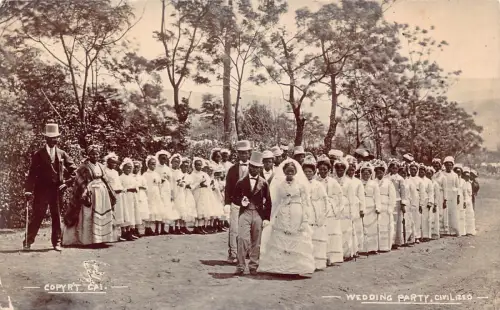 Simbabwe Südrhodesien Hochzeitsfeier Ethno Echtfoto Vintage Postkarte