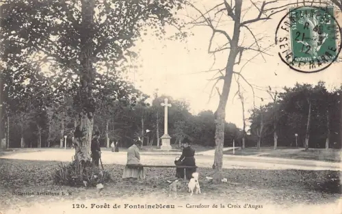 Frankreich 1912 Foret de Fontainebleau Carrefour de la Croix d'Augas Cross Postkarte