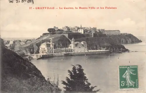 Frankreich Granville Casino la Haute Ville et Falaises Vintage Postkarte