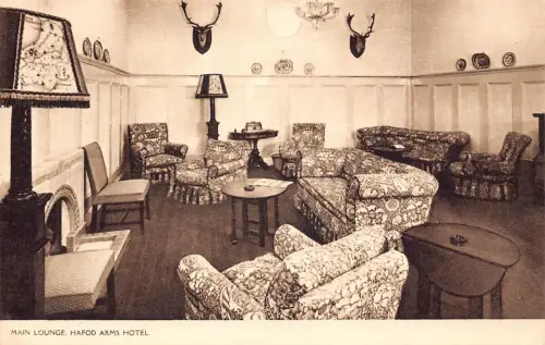Wales Main Lounge Haford Arms Hotel Vintage Postkarte