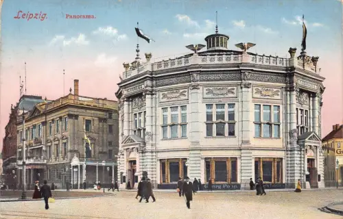 A103 Deutschland 1911 Leipzig Panorama Georg Popp Vintage Postkarte