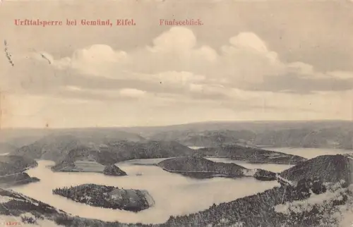 A103 Deutschland 1909 Urfttalsperre bei Gemuend Eifel Fuenfseeblick See Postkarte