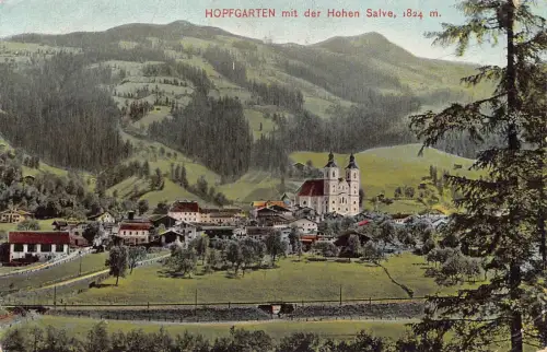 A105 Deutschland Hopfgarten mit Hohen Salve Gesamtansicht Vintage Postkarte