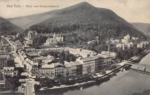 A105 Deutschland 1909 Bad Ems Blick vom Kriegerdenkmal Denkmal Postkarte