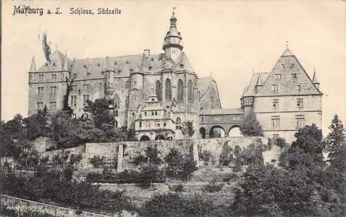 A106 Deutschland 1909 Marburg a L Schloss Schloss aus Süden Vintage Postkarte