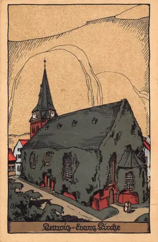 A104 Deutschland Künstlerkarte Kettwig Evanghelische Kirche Vintage Postkarte