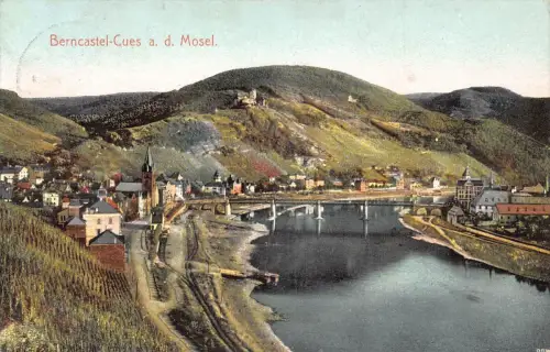 A106 Deutschland 1908 Bernkastel-Kues Ad Mosel Gesamtansicht Vintage Postkarte