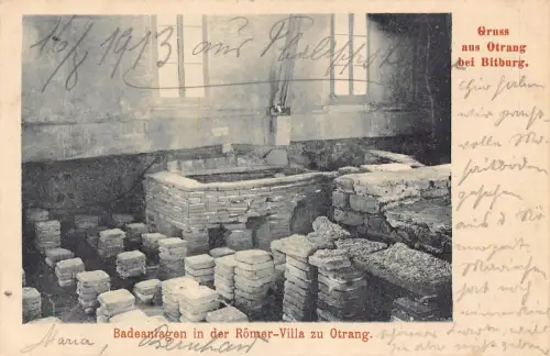 A106 Deutschland 1913 Gruss aus Otrang Badeanlagen in Roemer Villa Otrang Postkarte