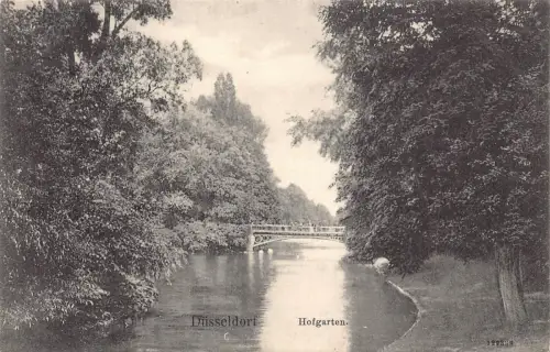 A105 Deutschland 1912 Düsseldorf Hofgarten Gartenbrücke Vintage Postkarte