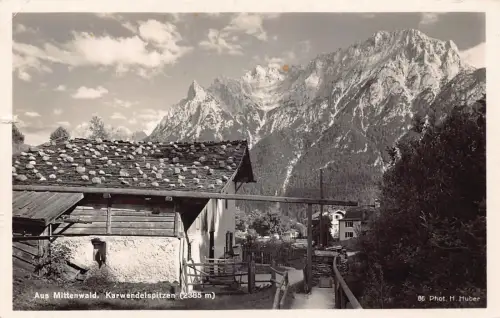 L202 Deutschland 1937 Mittenwald Karwendelspitzen Berg Vintage Postkarte