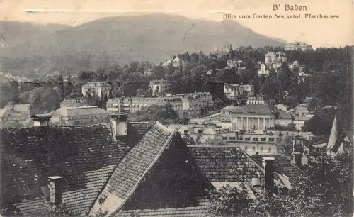 L204 Deutschland 1913 B Baden Blick vom Garten Katol Pfarrhaus Vintage Postkarte