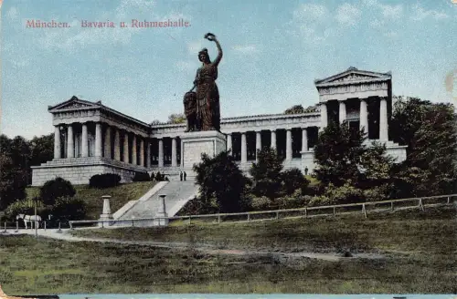 L202 Deutschland 1916 Feldpost 1. Weltkrieg München Bayern Ruhmeshalle Vintage Postkarte